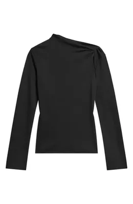 Theory Theory Twistet Slash Neck Top in Black — Women Winter black T-Shirts & Tees