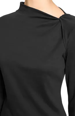 Theory Theory Twistet Slash Neck Top in Black — Women Winter black T-Shirts & Tees
