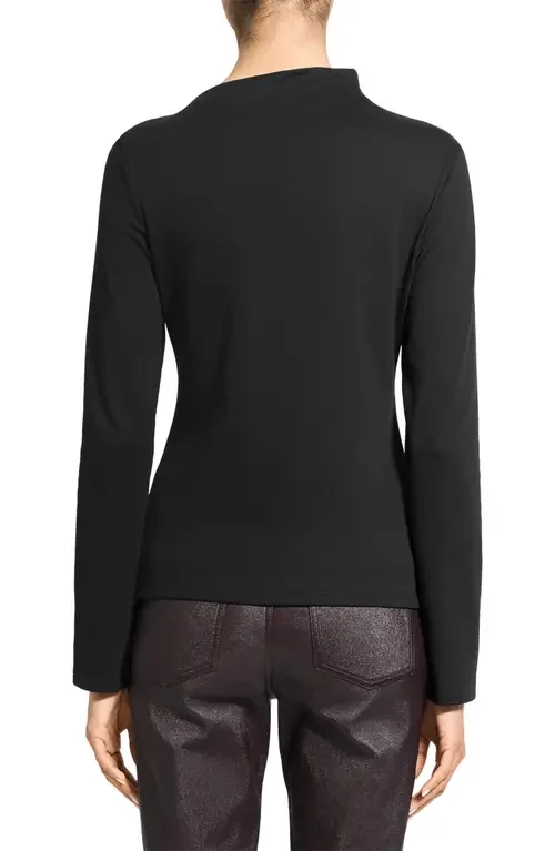 Theory Theory Twistet Slash Neck Top in Black — Women Winter black T-Shirts & Tees