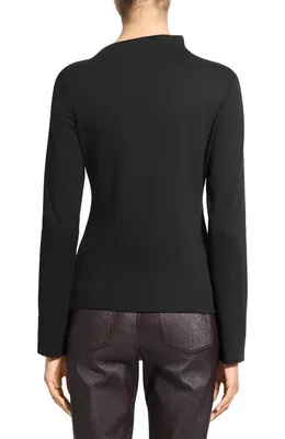 Theory Theory Twistet Slash Neck Top in Black — Women Winter black T-Shirts & Tees