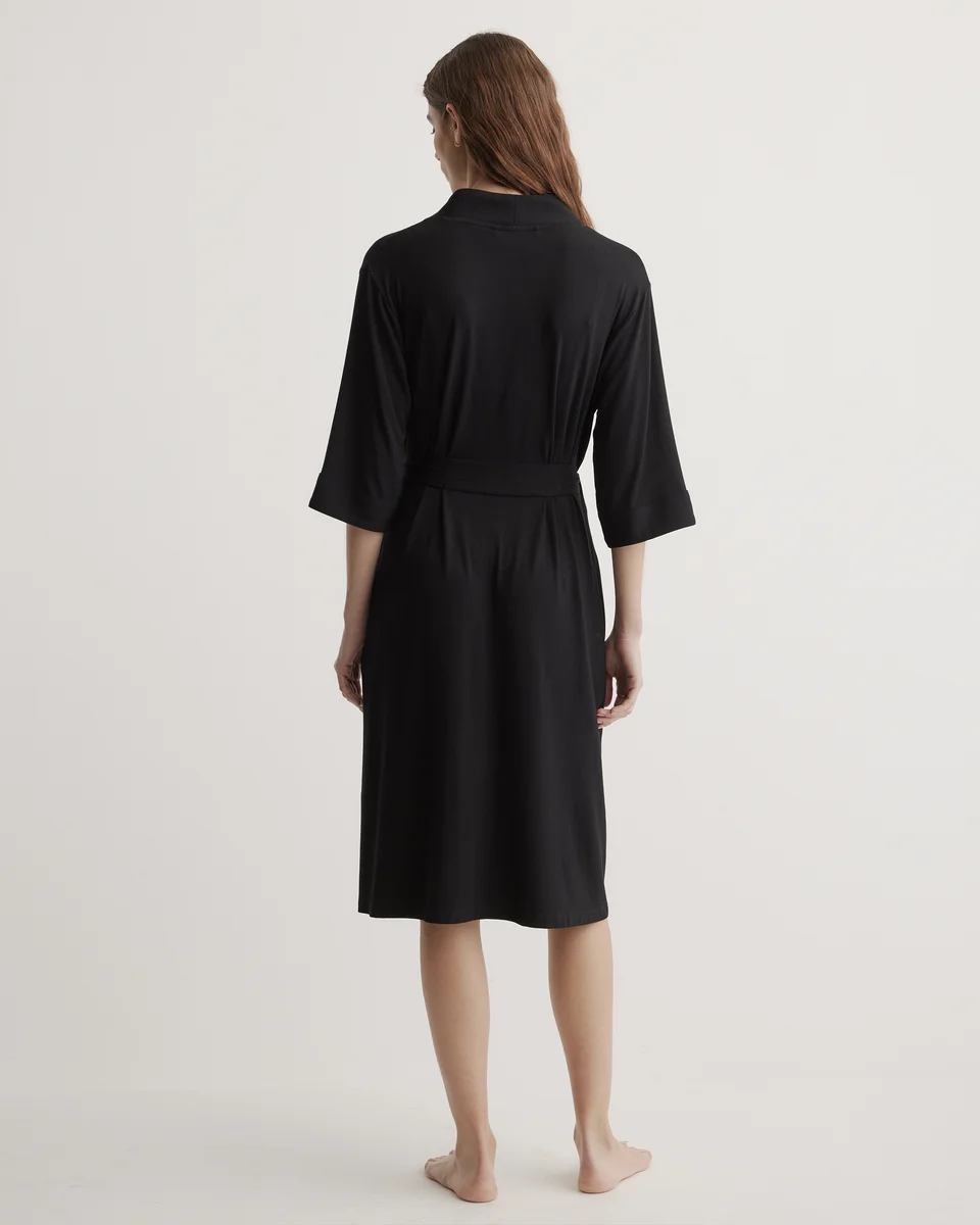 Quince Quince | Bamboo Jersey Robe in Black — Unisex Winter black Robes