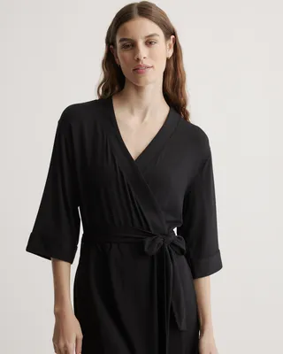 Quince Quince | Bamboo Jersey Robe in Black — Unisex Winter black Robes