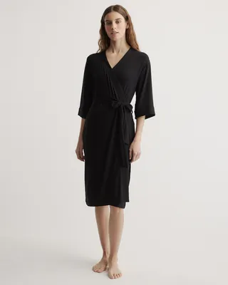 Quince Quince | Bamboo Jersey Robe in Black — Unisex Winter black Robes