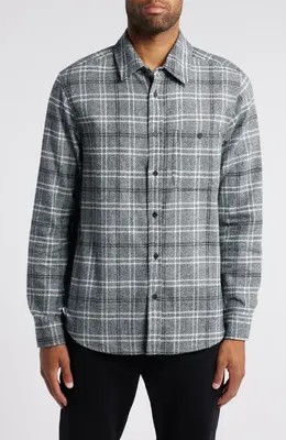 AG AG Aiden Plaid Cotton Button-Up Shirt in Tartan Plaid Grey Multi — Men Summer grey Tops