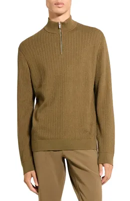 Theory Theory Walton Half Zip Sweater in Duffle — Men Autumn camel Tops