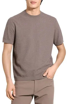 Theory Theory Damian Tactile Crewneck T-Shirt in Morel — Men Autumn grey T-Shirts & Tees