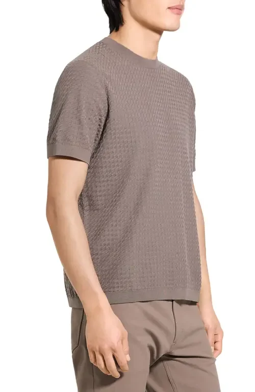 Theory Theory Damian Tactile Crewneck T-Shirt in Morel — Men Autumn grey T-Shirts & Tees