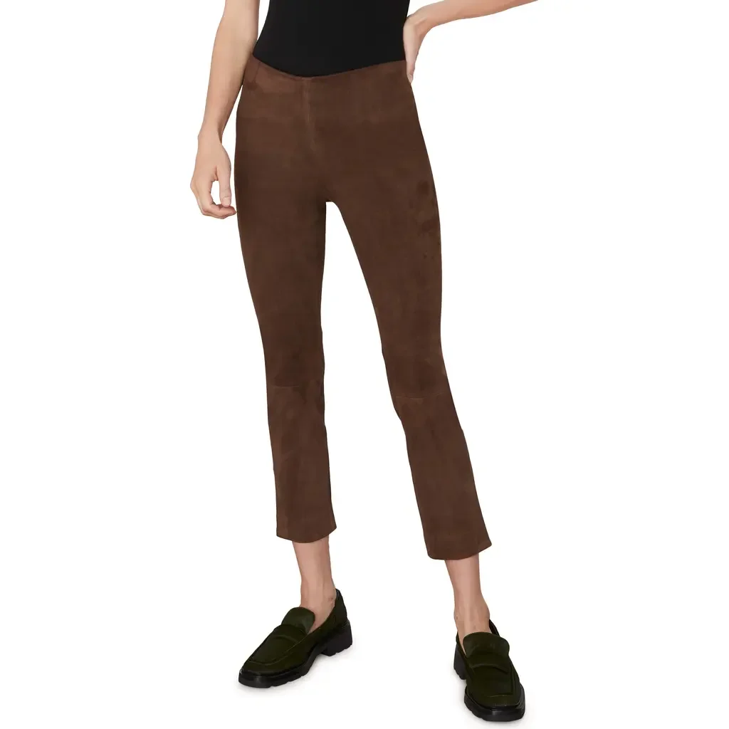 Vince Vince Stretch Suede Split Hem Crop Pants in Dark Wheat — Women Autumn brown Pants