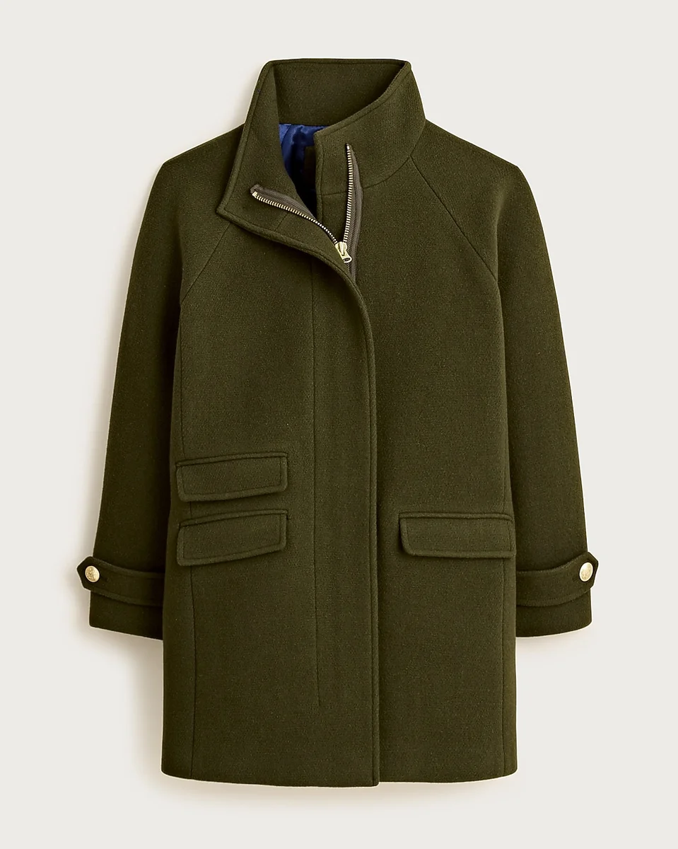 J.Crew Tall Toscana coat in Italian stadium-cloth wool blend in DARK MOSS — Women Autumn green Overcoats