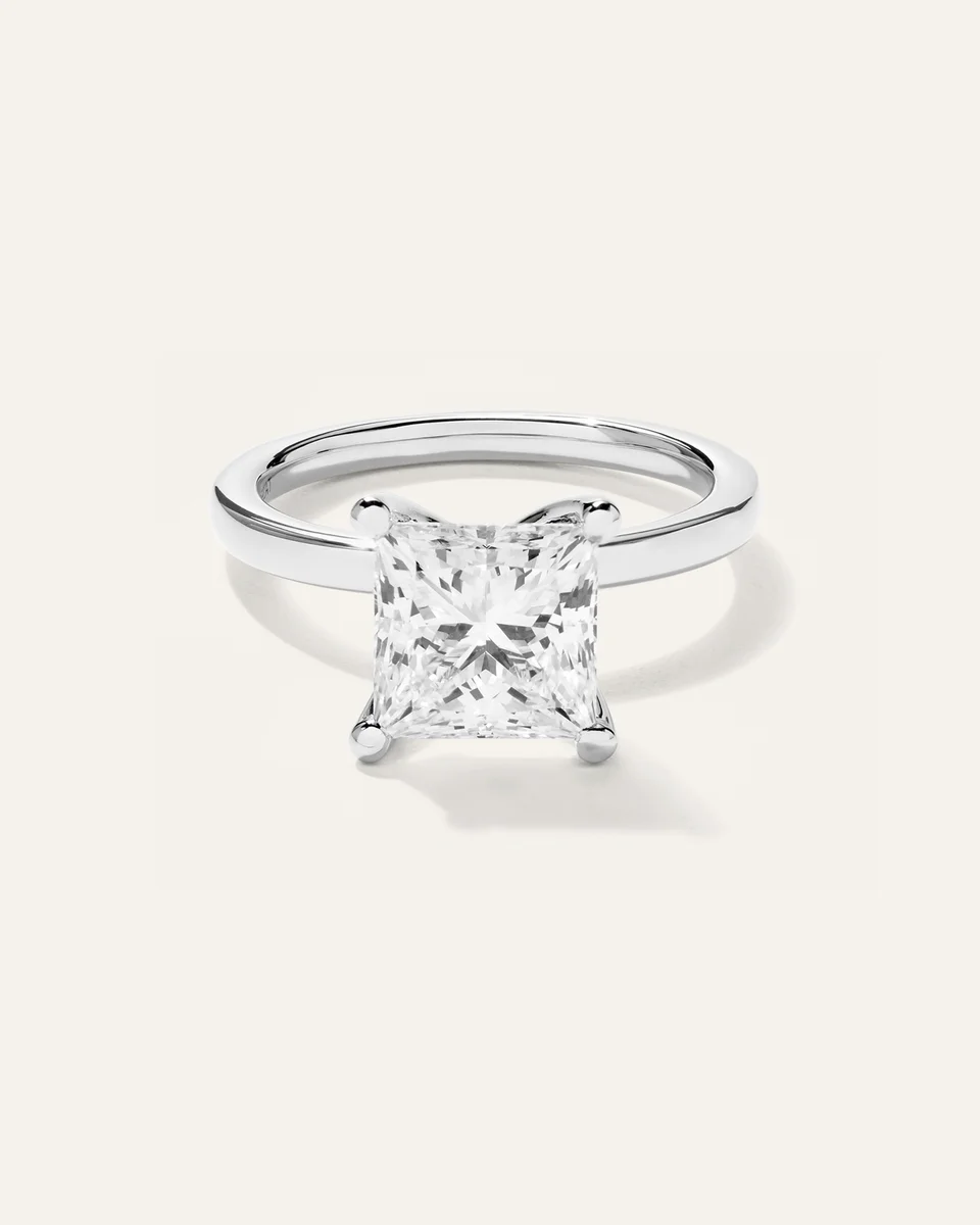 Quince Quince | Women's Lab Grown Diamond Princess Comfort Fit Engagement Ring 3ct in White Gold — Women Summer ivory Accessories