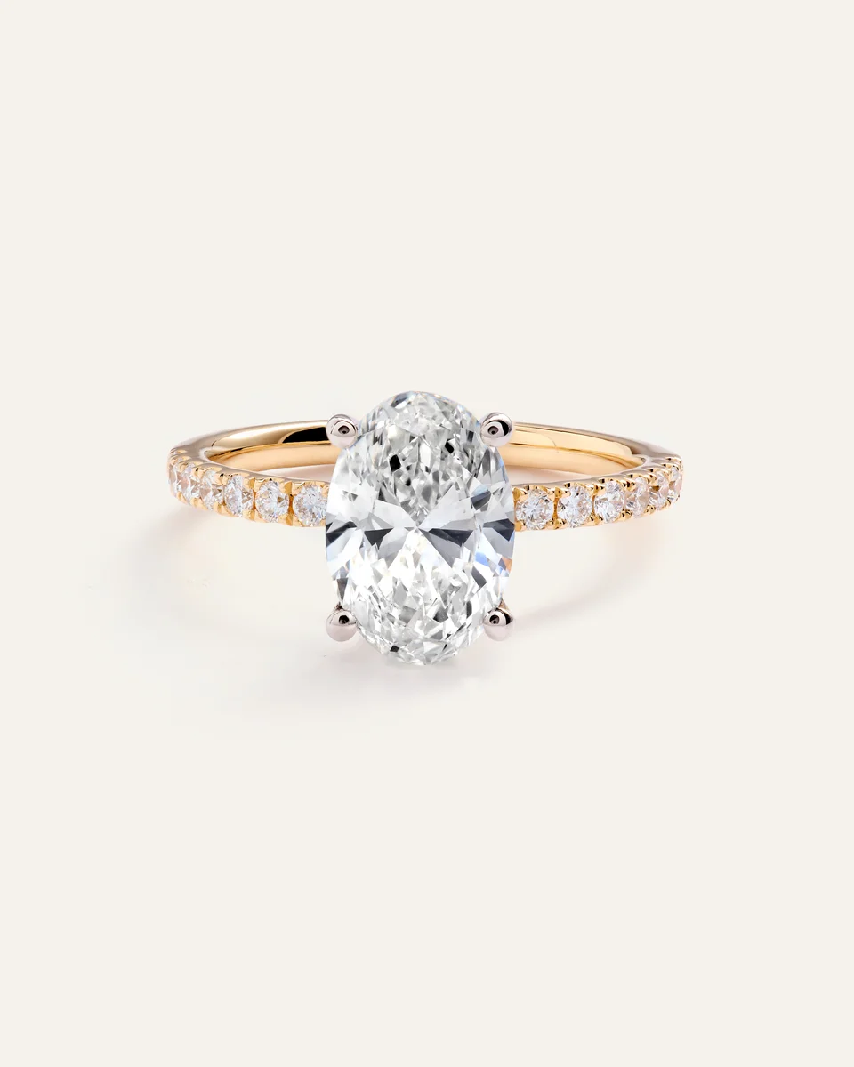 Quince Quince Women's Lab Grown Diamond Oval Petite Pave Engagement Ring 2ct in Yellow Gold — Women Spring gold Accessories