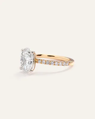 Quince Quince Women's Lab Grown Diamond Oval Petite Pave Engagement Ring 2ct in Yellow Gold — Women Spring gold Accessories