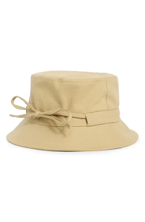 Vince Vince Adjustable Tie Cotton Canvas Bucket Hat in Maiz — Women Autumn beige Accessories