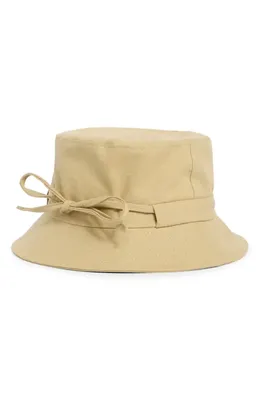 Vince Vince Adjustable Tie Cotton Canvas Bucket Hat in Maiz — Women Autumn beige Accessories