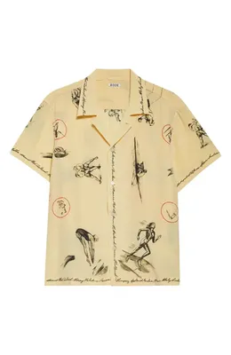 Bode Bode Games Silk Camp Shirt in Yellow — Men Spring ivory Tops
