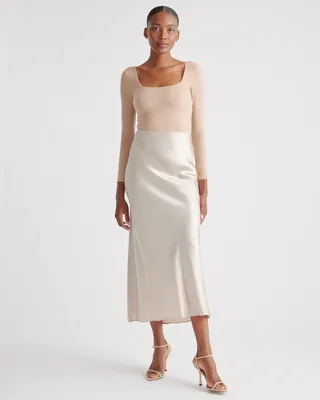Quince Quince | Women's Maxi Skirt in Champagne — Women Spring ivory Maxi Skirts