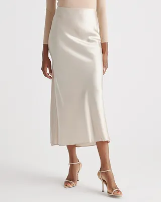 Quince Quince | Women's Maxi Skirt in Champagne — Women Spring ivory Maxi Skirts