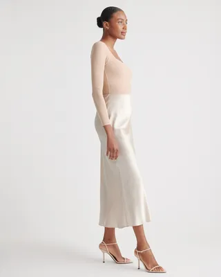 Quince Quince | Women's Maxi Skirt in Champagne — Women Spring ivory Maxi Skirts