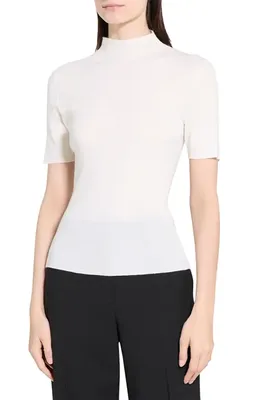 Theory Theory Leenda Merino Wool Mock Neck Sweater in New Ivory — Women Spring ivory Tops