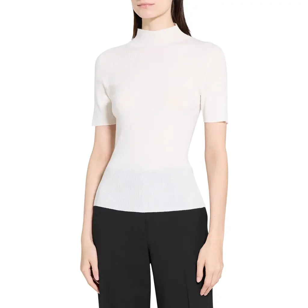 Theory Theory Leenda Merino Wool Mock Neck Sweater in New Ivory — Women Spring ivory Tops