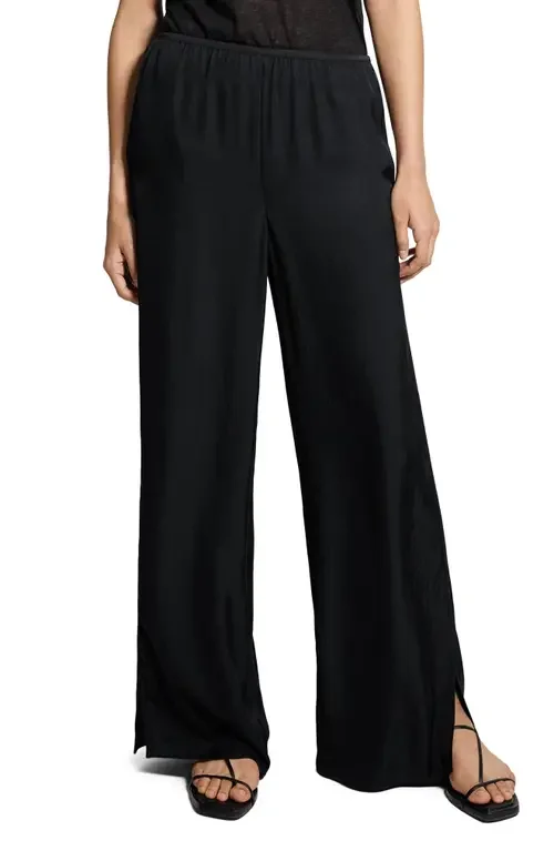 Theory Theory Slit Hem Wide Leg Pants in Black — Women Winter black Pants