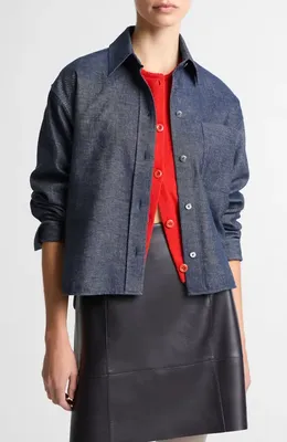 Vince Vince Crop Shirt in Indigo — Women Winter navy Tops