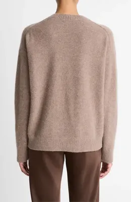 Vince Vince Boiled Cashmere Crewneck Sweater in Heather Doe — Women Autumn tan Tops