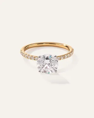 Quince Quince Women's Lab Grown Diamond Round Petite Pave Engagement Ring 2ct in Yellow Gold — Women Spring white Accessories