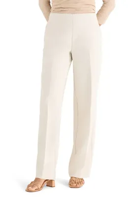 NIC+ZOE NIC+ZOE Lenox Accent Stitch Wide Leg Stretch Pants in Coconut — Women Summer ivory Pants