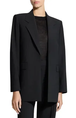 Theory Theory Relaxed Stretch Wool Open Blazer in Black — Women Winter black Outerwear