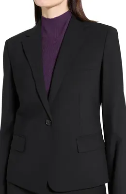 Theory Theory Slim Fit Stretch Wool One Button Blazer in Black — Women Winter black Outerwear