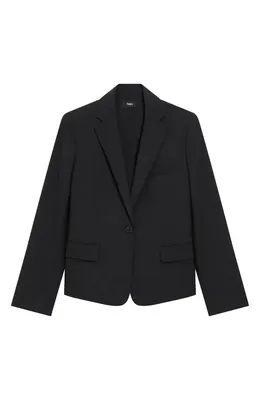 Theory Theory Slim Fit Stretch Wool One Button Blazer in Black — Women Winter black Outerwear