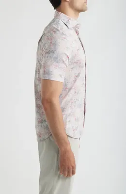 johnnie-O johnnie-O Guffey Short Sleeve Button-Up Shirt in Khaki — Men Spring white Tops
