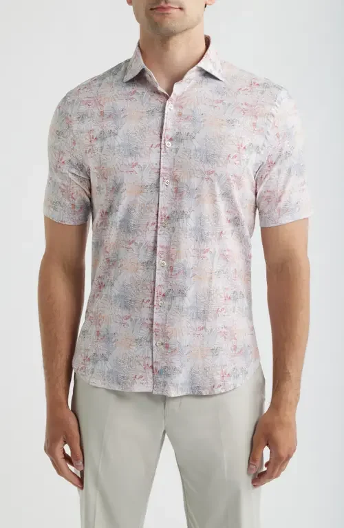 johnnie-O johnnie-O Guffey Short Sleeve Button-Up Shirt in Khaki — Men Spring white Tops
