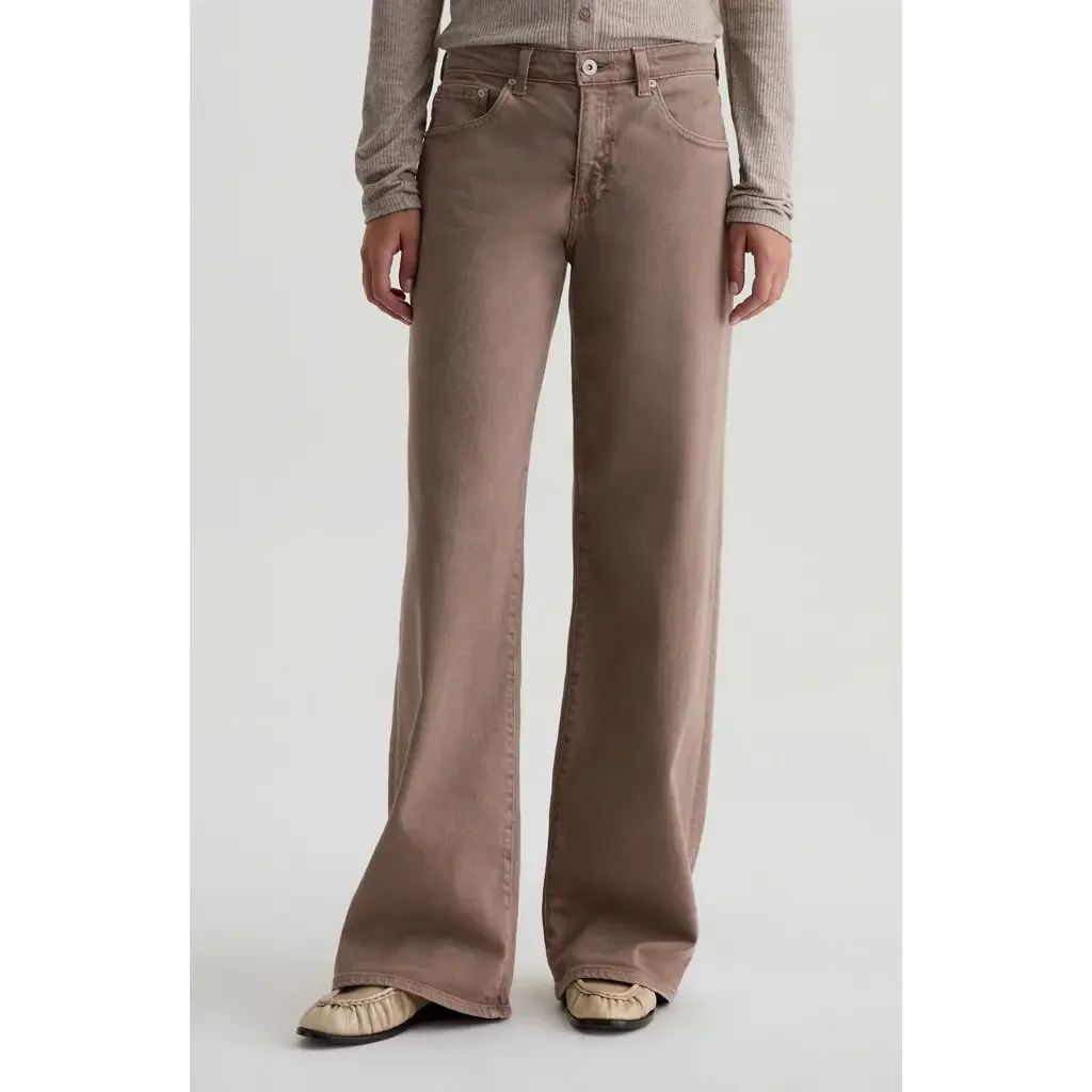 AG AG Adria Low Rise Relaxed Wide Leg Jeans in Sulfur Taupe Grey — Women Autumn grey Pants