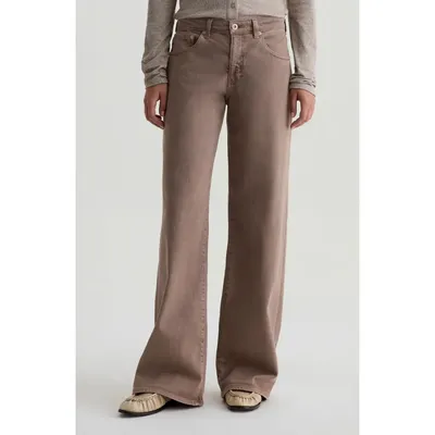 AG AG Adria Low Rise Relaxed Wide Leg Jeans in Sulfur Taupe Grey — Women Autumn grey Pants