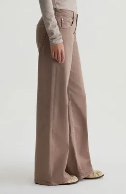 AG AG Adria Low Rise Relaxed Wide Leg Jeans in Sulfur Taupe Grey — Women Autumn grey Pants