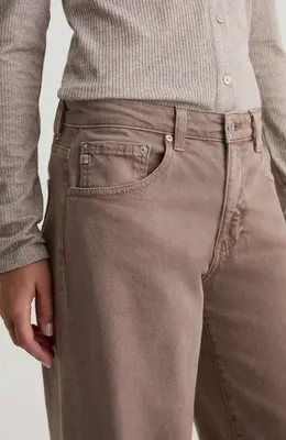 AG AG Adria Low Rise Relaxed Wide Leg Jeans in Sulfur Taupe Grey — Women Autumn grey Pants