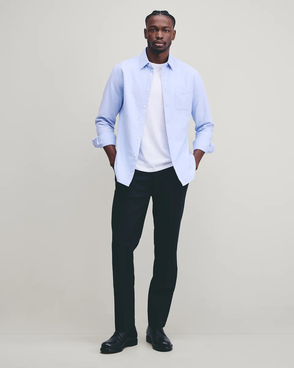 Quince Quince | Men's Stretch Wool Dress Pants Straight in Black — Men Winter black Trousers & Chinos