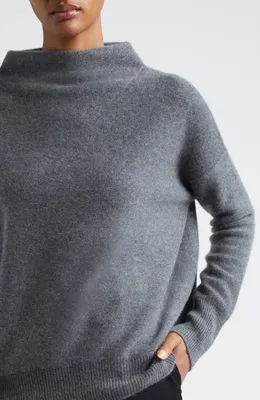 Vince Vince Boiled Cashmere Funnel Neck Pullover in 068Hgh-H Graphite — Women Summer grey Tops