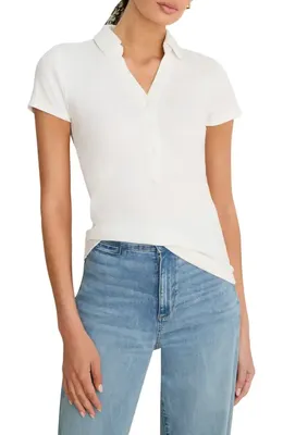 NIC+ZOE NIC+ZOE Perfect Knit Rib Polo in Paper White — Women Winter white Tops