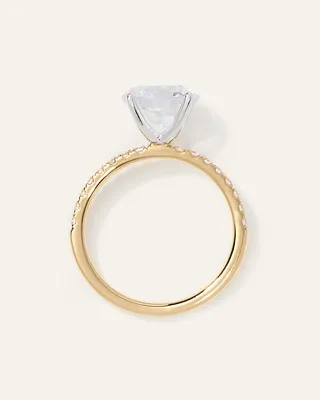 Quince Quince Women's Lab Grown Diamond Round Petite Pave Engagement Ring 3ct in Yellow Gold — Women Spring white Accessories