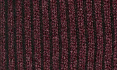rag & bone rag & bone Blake Logo Patch Wool Blend Rib Beanie in Burgundy — Women Winter chocolate Accessories
