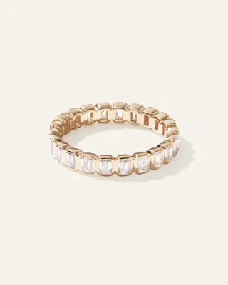 Quince Quince Women's Lab Grown Diamond Emerald North-South Bezel Eternity Band Rings in Yellow Gold — Women Spring white Accessories