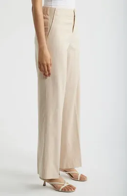 NIC+ZOE NIC+ZOE Lenox Linen Blend Wide Leg Pants in Neutral Mix — Women Autumn beige Pants