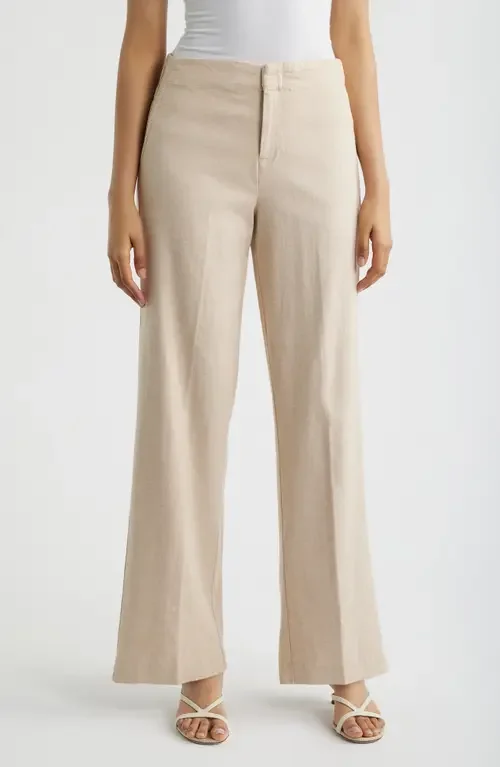 NIC+ZOE NIC+ZOE Lenox Linen Blend Wide Leg Pants in Neutral Mix — Women Autumn beige Pants