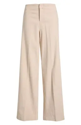 NIC+ZOE NIC+ZOE Lenox Linen Blend Wide Leg Pants in Neutral Mix — Women Autumn beige Pants