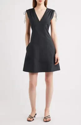 rag & bone rag & bone Emmet Tie Shoulder Sleeveless Fit & Flare Dress in Black — Women Winter black Dresses