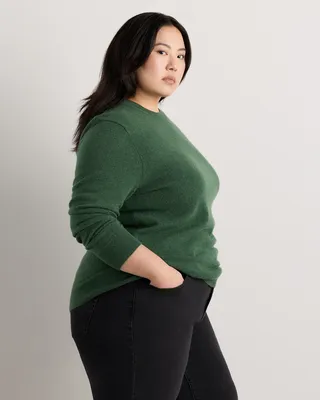 Quince Quince | Women's Mongolian Cashmere Crewneck Sweater in Forest Floor Green — Women Autumn teal Sweaters & Knits