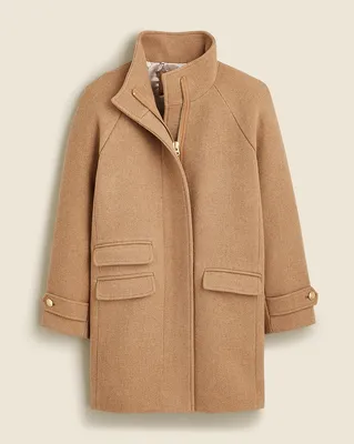 J.Crew Toscana coat in Italian stadium-cloth wool blend in WOOL HTHR ACORN — Women Autumn tan Overcoats
